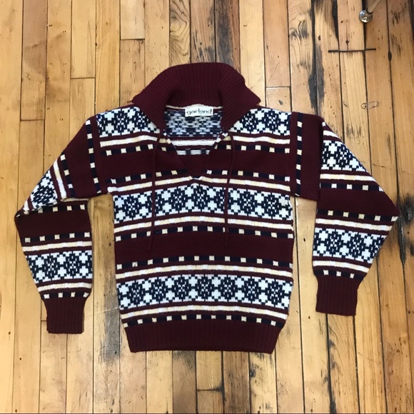 Vintage Other - Vintage 70s/80s unisex collared v-neck sweater